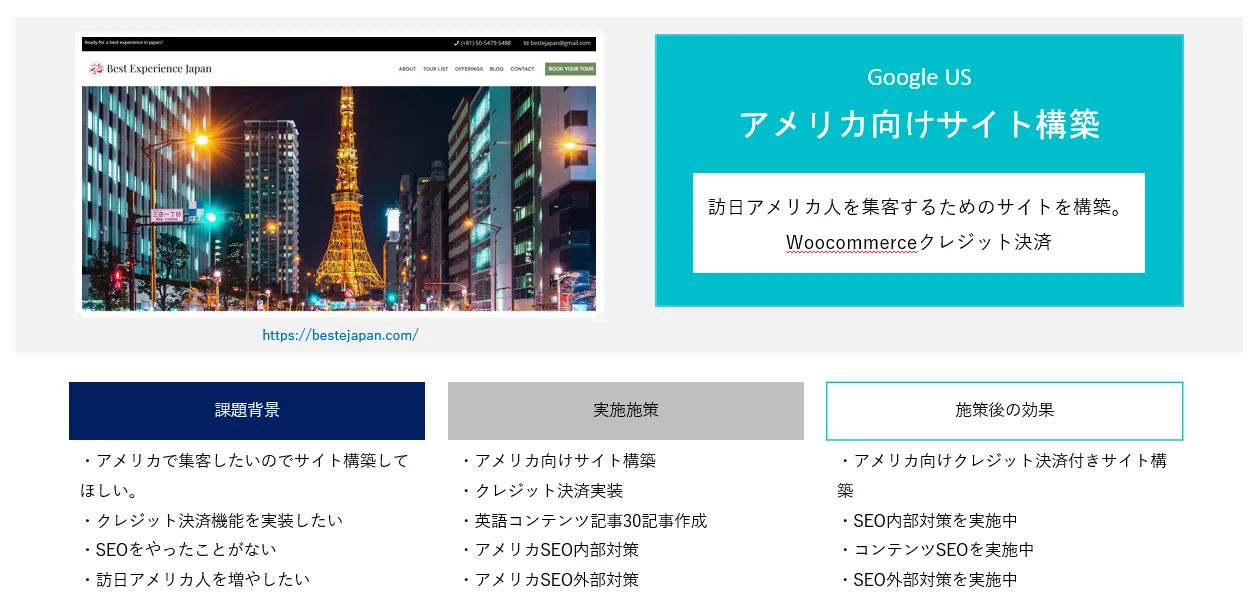 bestexperiencejapanのサイト構築実績