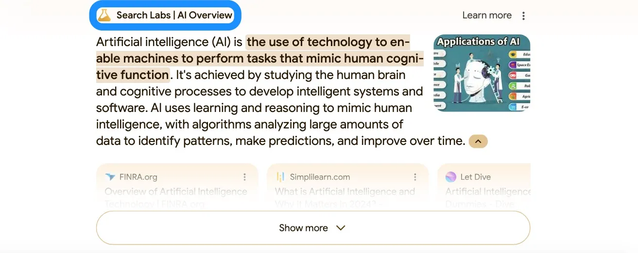 2024年6月現在ではSearch Labsで利用可能に
