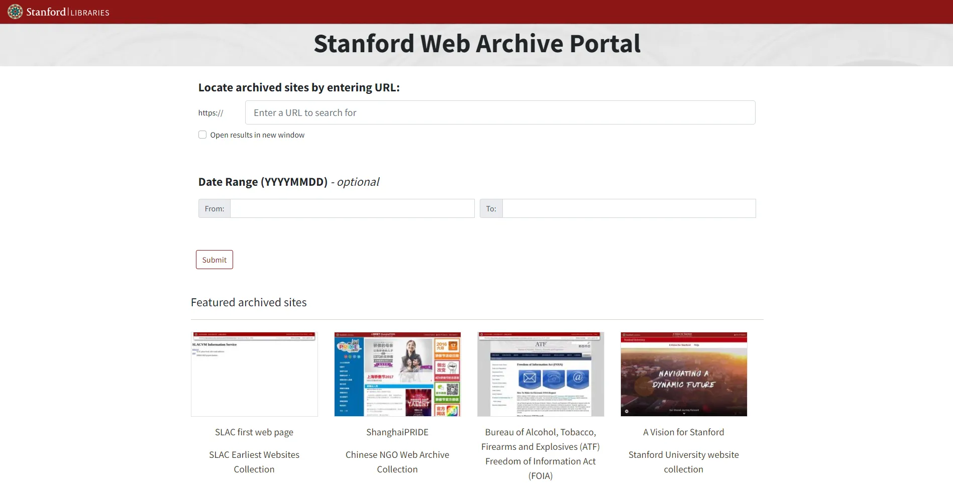 2.Stanford Web Archive Portal(アメリカ)